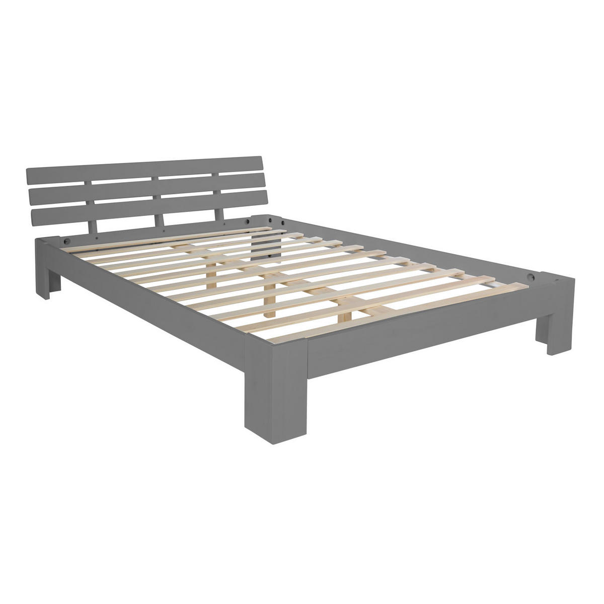 HOLZBETT 180/200 cm mit Lattenrost grau - Grau, Holz (180/200cm) - Homestyle4u