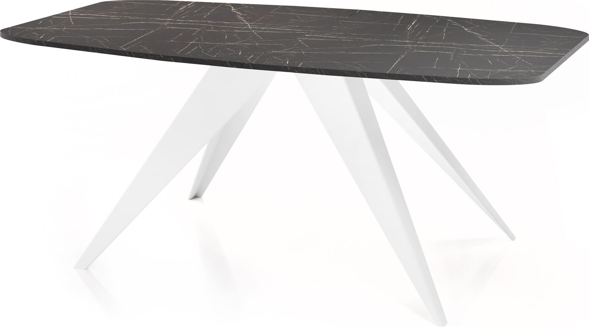 ESSTISCH Fatina rechteckig ausziehbar, Marmor Schwarz 160-198/90/76 cm - Anthrazit/Weiß, Holzwerkstoff/Metall (160/80/76cm) - WFL GROUP