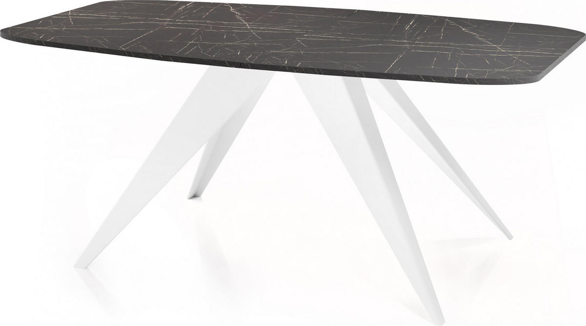 ESSTISCH Fatina rechteckig ausziehbar, Marmor Schwarz 180-218/90/76 cm - Anthrazit/Weiß, Holzwerkstoff/Metall (180/90/76cm) - WFL GROUP