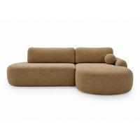 ECKSOFA Aurio O Bouclé-Stoff Hellbraun Rechts - Hellbraun, Holz/Textil (177/271cm) - Graingold