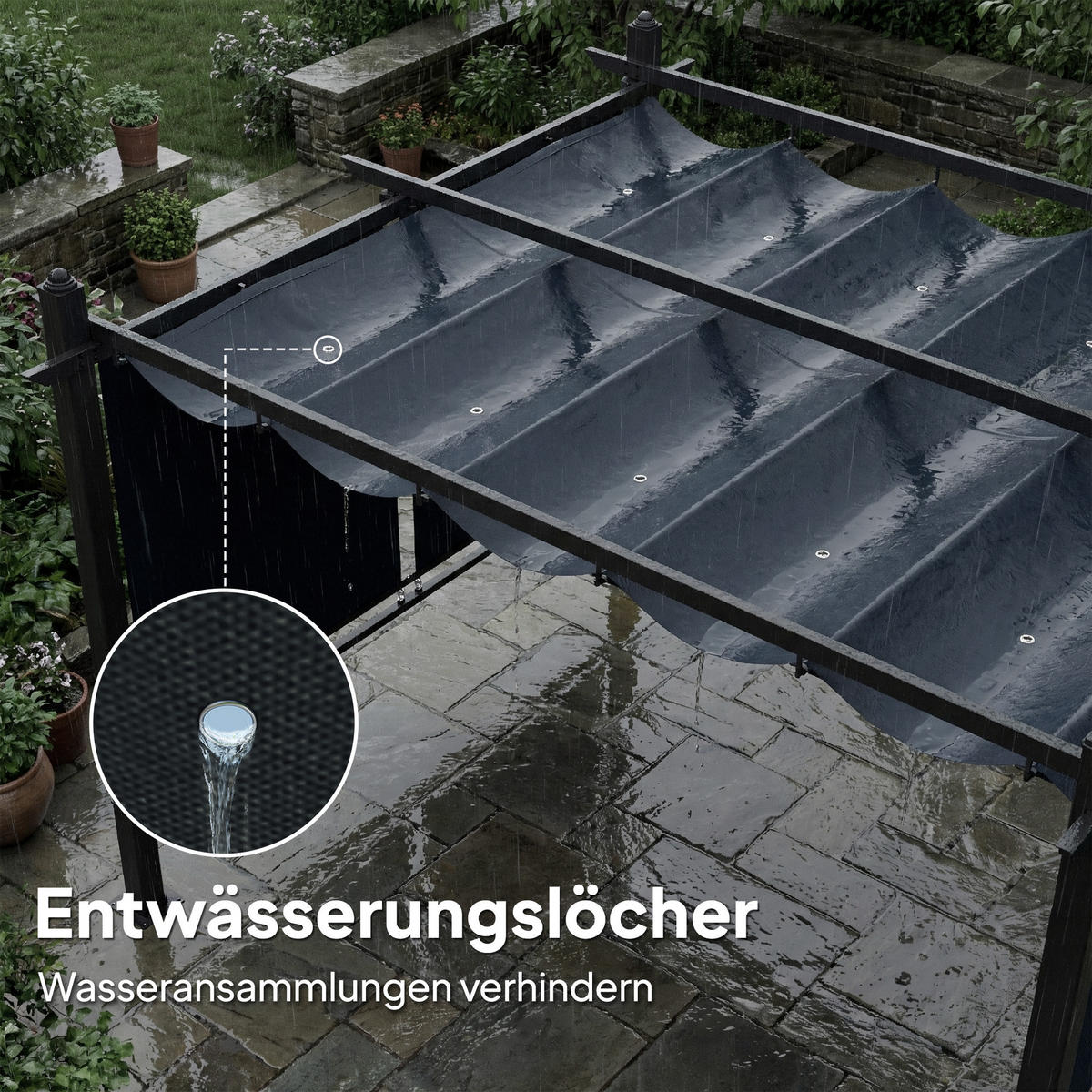 PERGOLA Aluminium Polyester Dunkelgrau - Dunkelgrau, Textil/Metall (297/225/392cm) - Outsunny