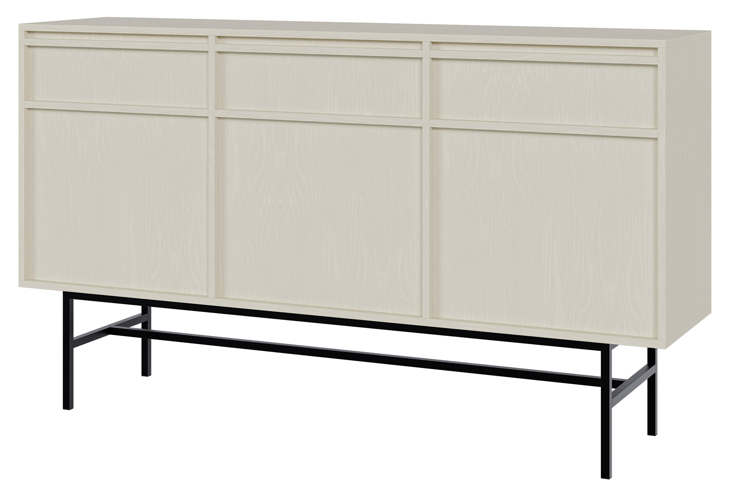 SIDEBOARD Evo Hellbeige mit Metallgestell 154 cm - Beige/Schwarz, Holzwerkstoff/Metall (154/89/39cm) - Selsey