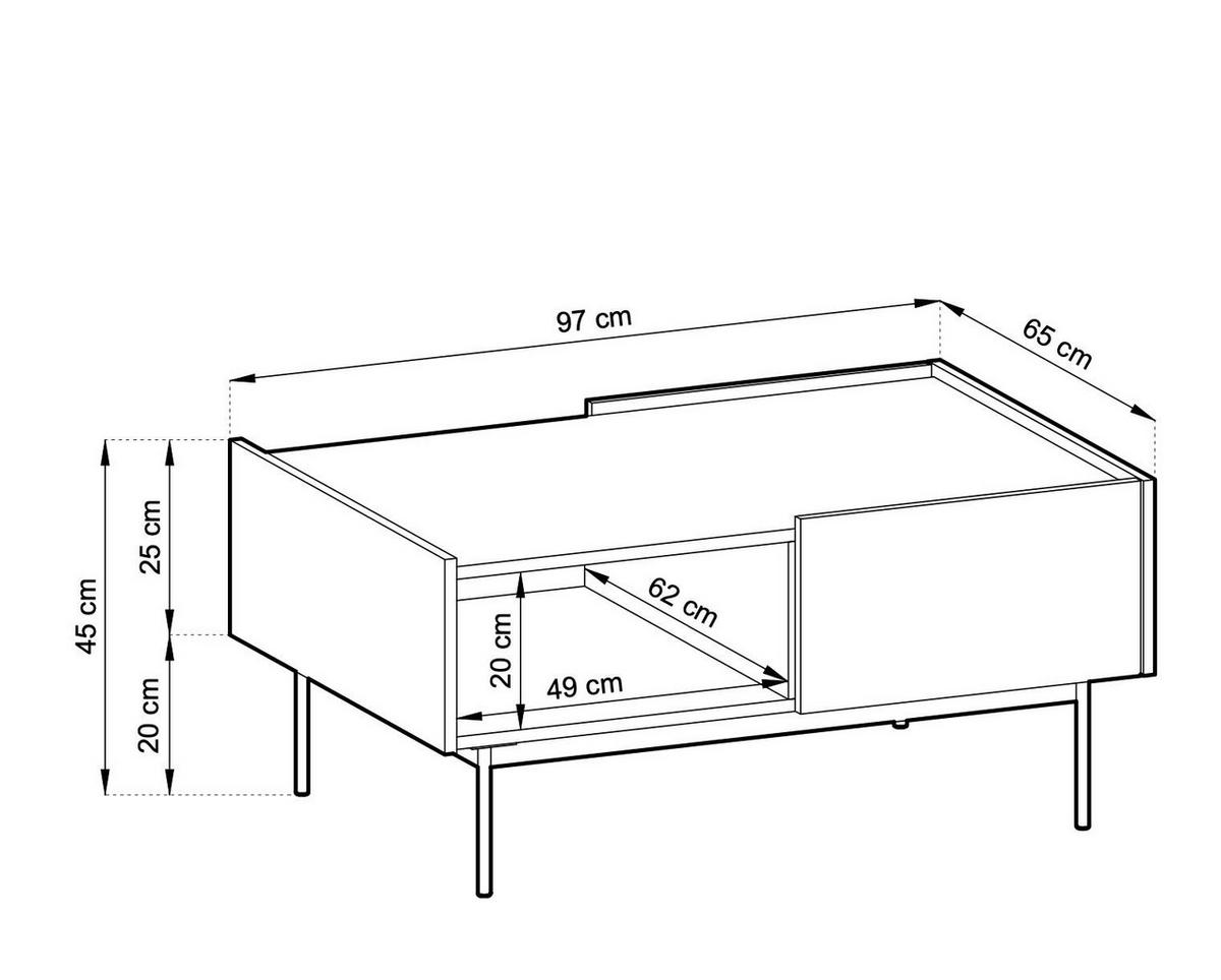 COUCHTISCH COLOR Rot 97x65x45 cm - Rot, Holzwerkstoff (65/97/45cm) - FURNLUX