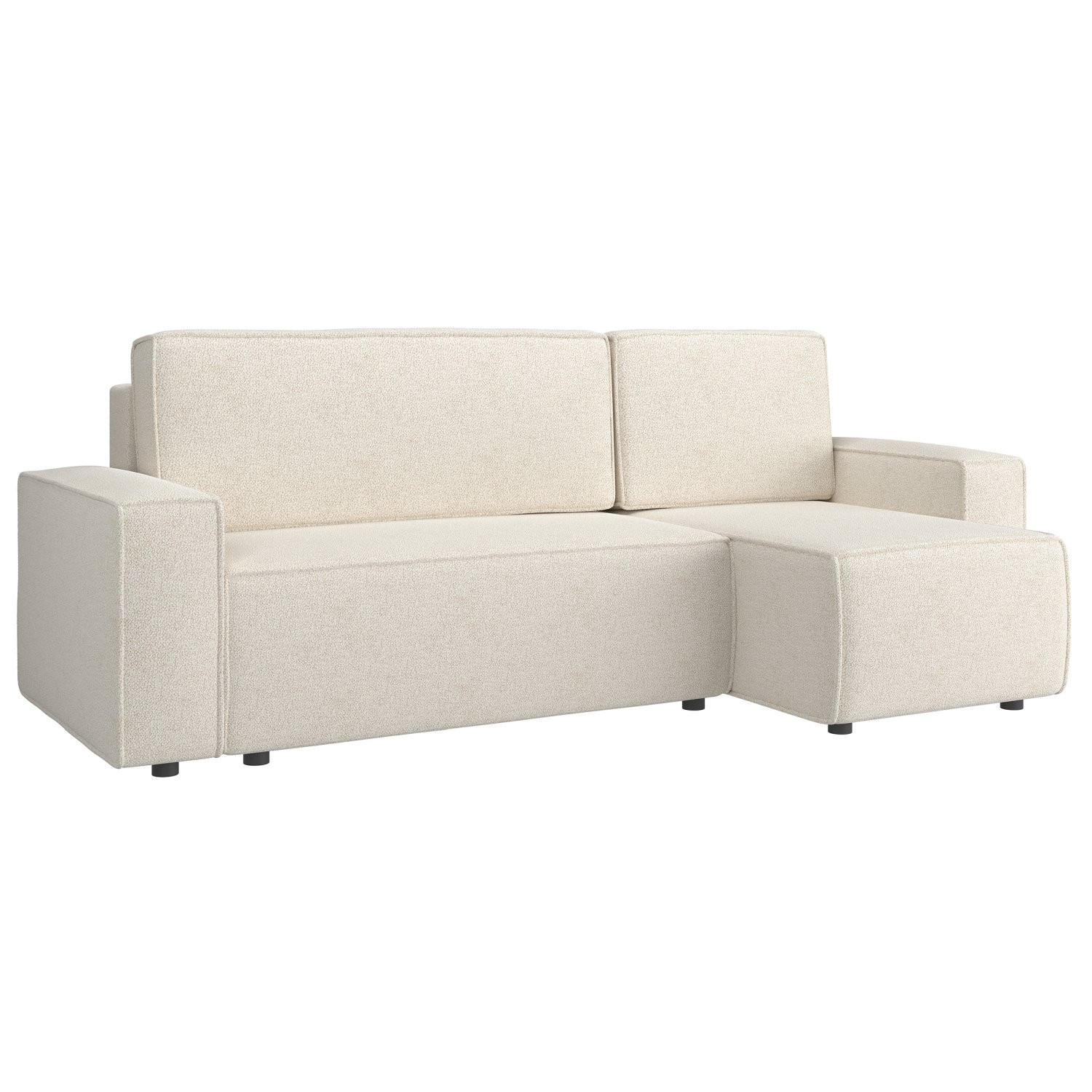 ECKSOFA Copertino Creme beidseitig montierbar - Creme/Schwarz, Kunststoff/Textil (244/145cm) - Selsey
