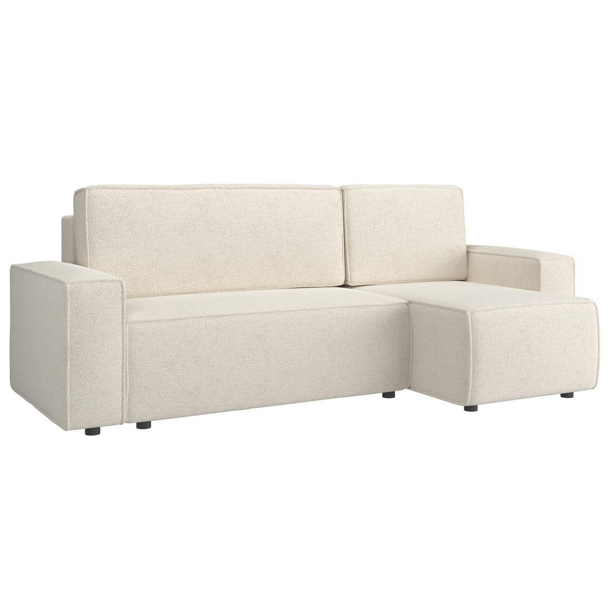 ECKSOFA Copertino Creme beidseitig montierbar - Creme/Schwarz, Kunststoff/Textil (244/145cm) - Selsey