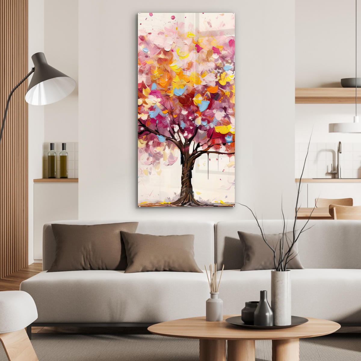OBRAZ NA AKRYLOVOM SKLE Akvarel - Strom - Umenie - Abstraktné 60x120 cm - viacfarebná, sklo (60/120cm) - MuchoWow
