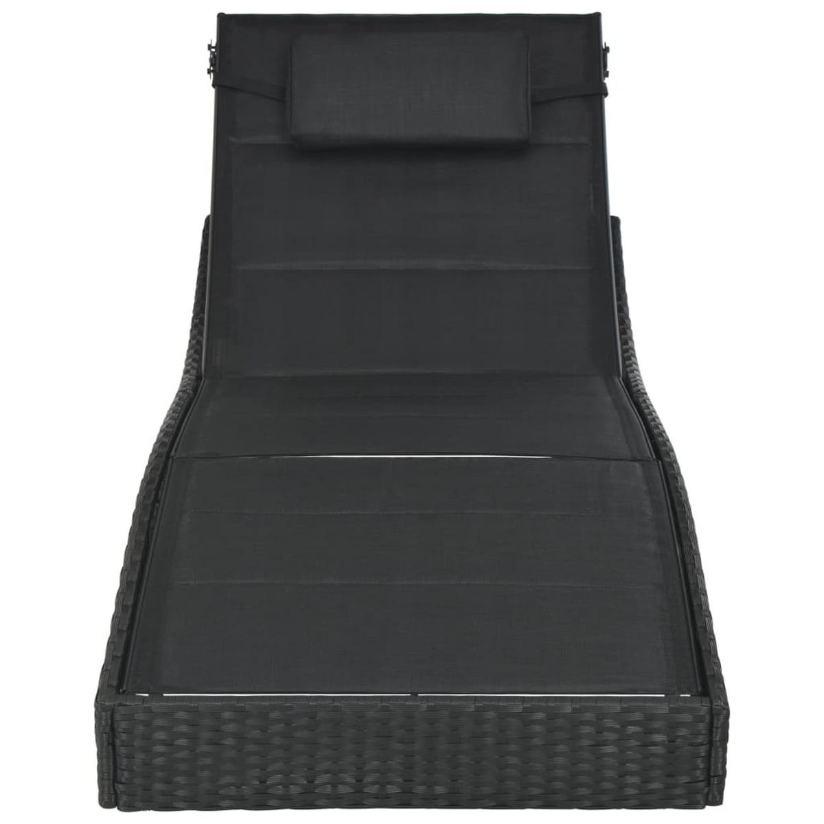 SONNENLIEGE Poly Rattan und Textilene Schwarz - Schwarz, Kunststoff (70/91.5/213cm) - furnicato