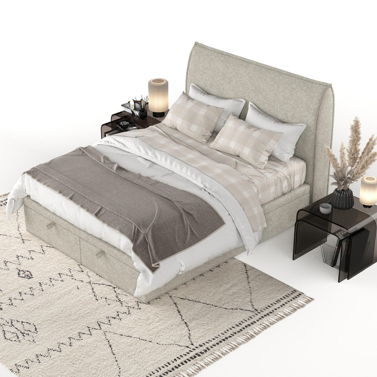 POLSTERBETT Tuvalu mit Stauraum 120/200 cm Beige im Alta Stoff - Beige/Schwarz, Holz/Holzwerkstoff (120/200cm) - AltaBeds