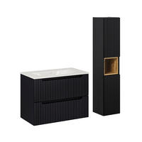 BADMÖBEL 80cm Riva 2er-Set Schwarz - Schwarz, Holzwerkstoff (80/57/40cm) - Petits-meubles