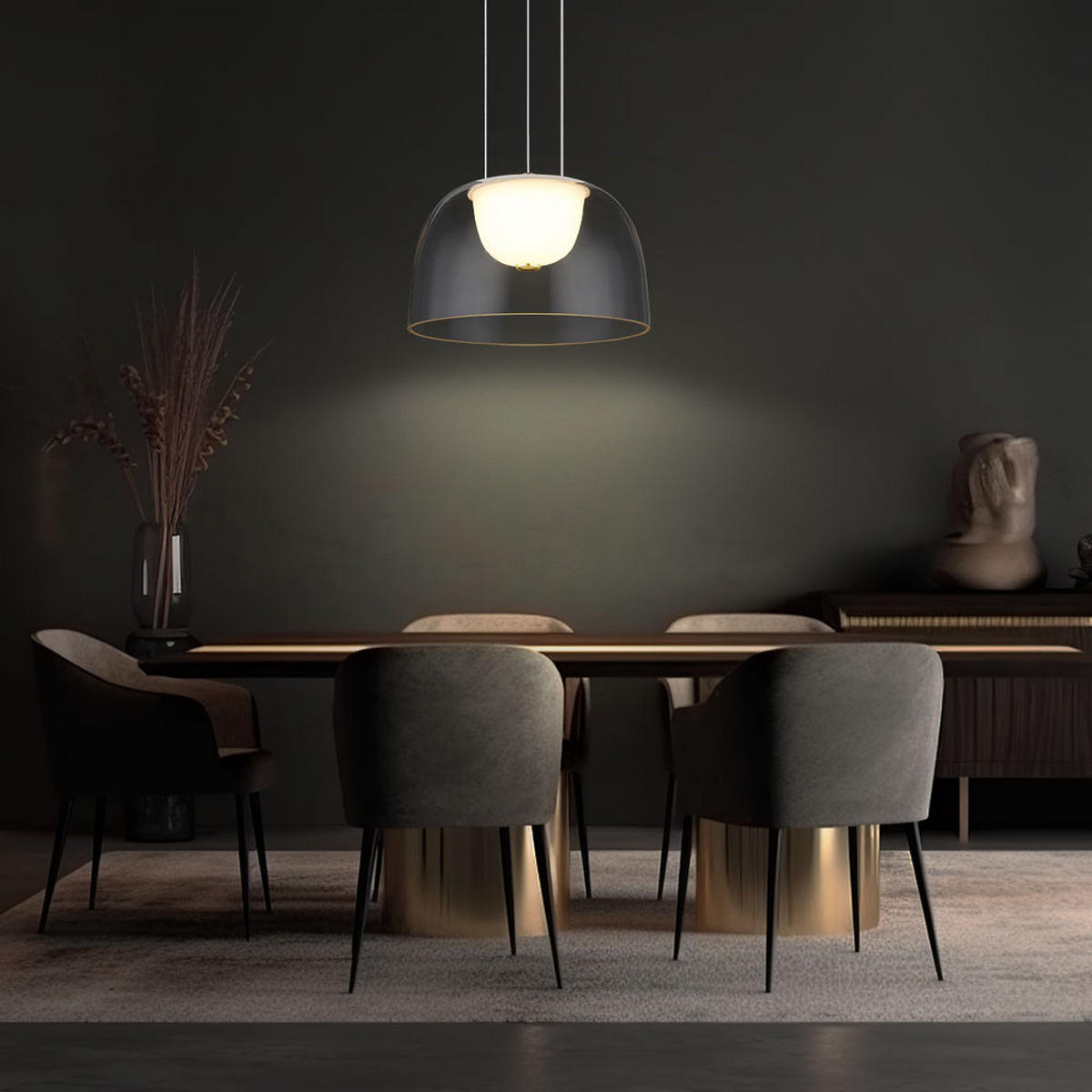 LED HÄNGELEUCHTE JOCKY Glas Messing - Messingfarben, Glas (23/23/120cm) - Globo Lighting