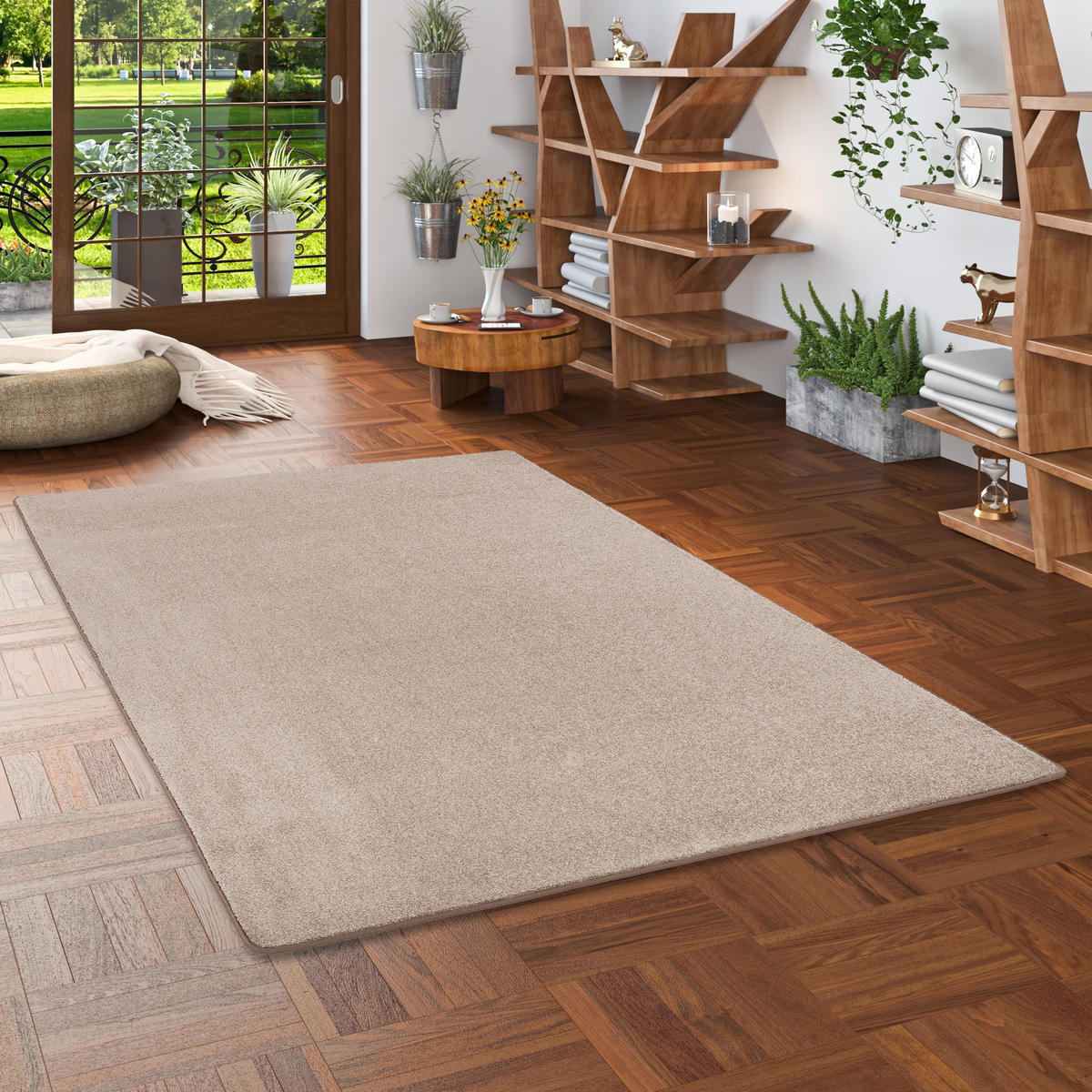 HOCHFLOR VELOURS TEPPICH LUNA - Taupe, Textil (160/160cm) - Snapstyle