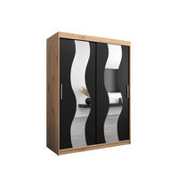 SCHWEBETÜRENSCHRANK 200/150/62 2-türig - Silberfarben/Schwarz, Holz/Kunststoff (150/200/62cm) - Abiks Möbel