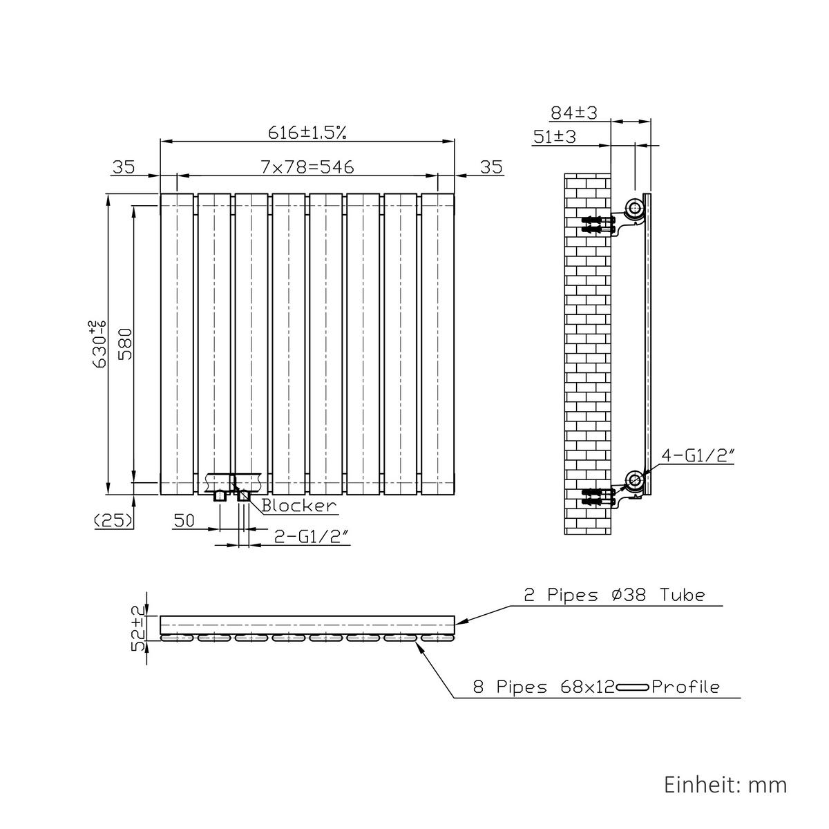 RADIJATOR pločasti bijeli 63/61,6/5,2 cm - bijela, metal (62/63/5.2cm) - EMKE