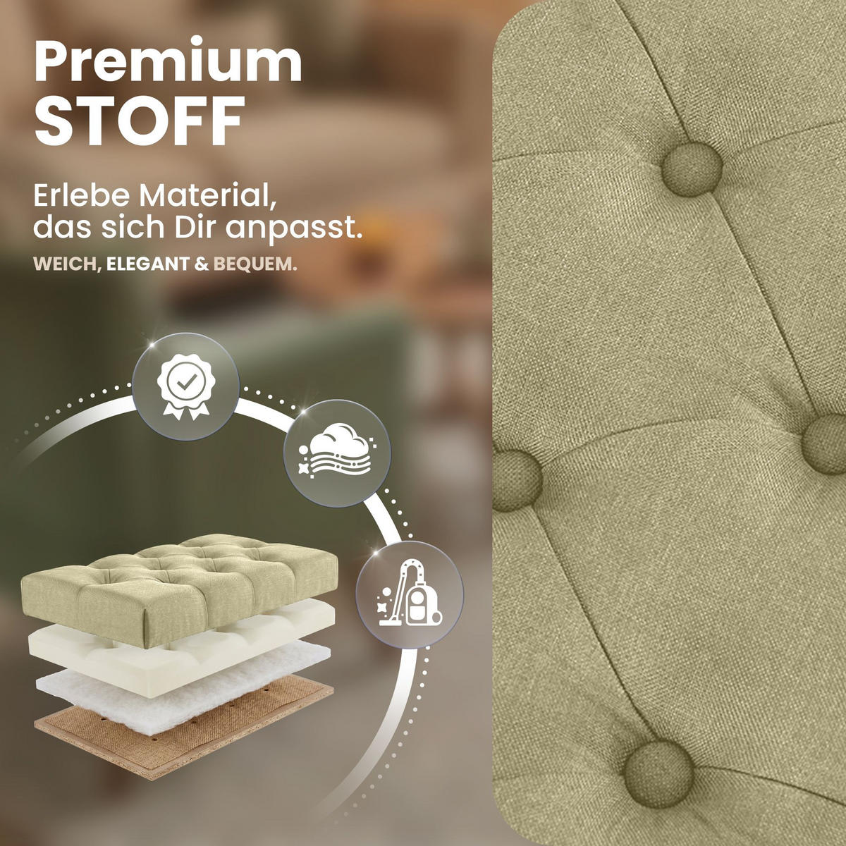SITZBANK 150/38 cm Stoff Taupe - Taupe/Schwarz, Textil/Metall (150/46/38cm) - CLP