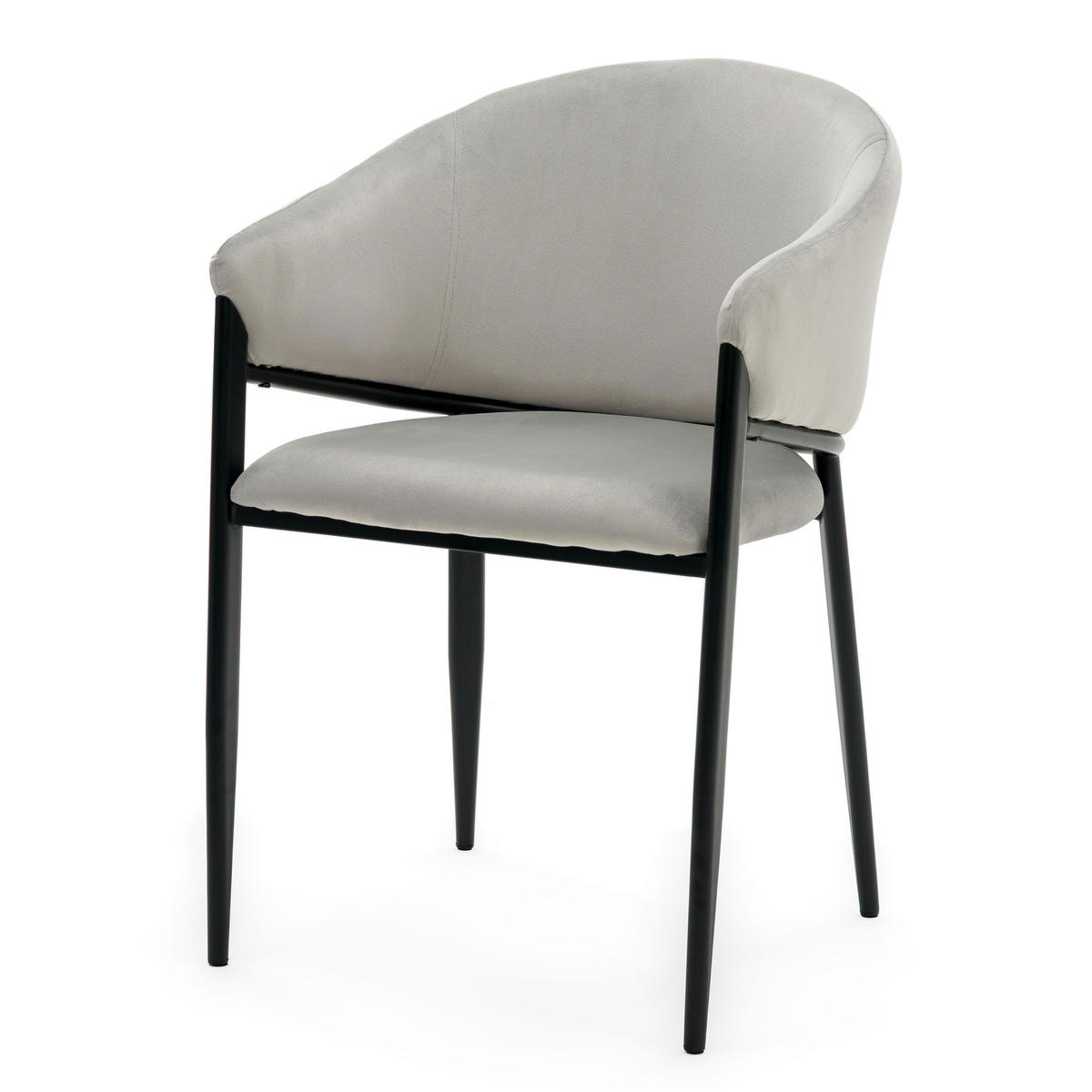 STUHL BUENO gespolsterter - hellgrau - Glamour Velour Samt - Hellgrau/Schwarz, Textil/Metall (57/81/59cm) - NEW HOME