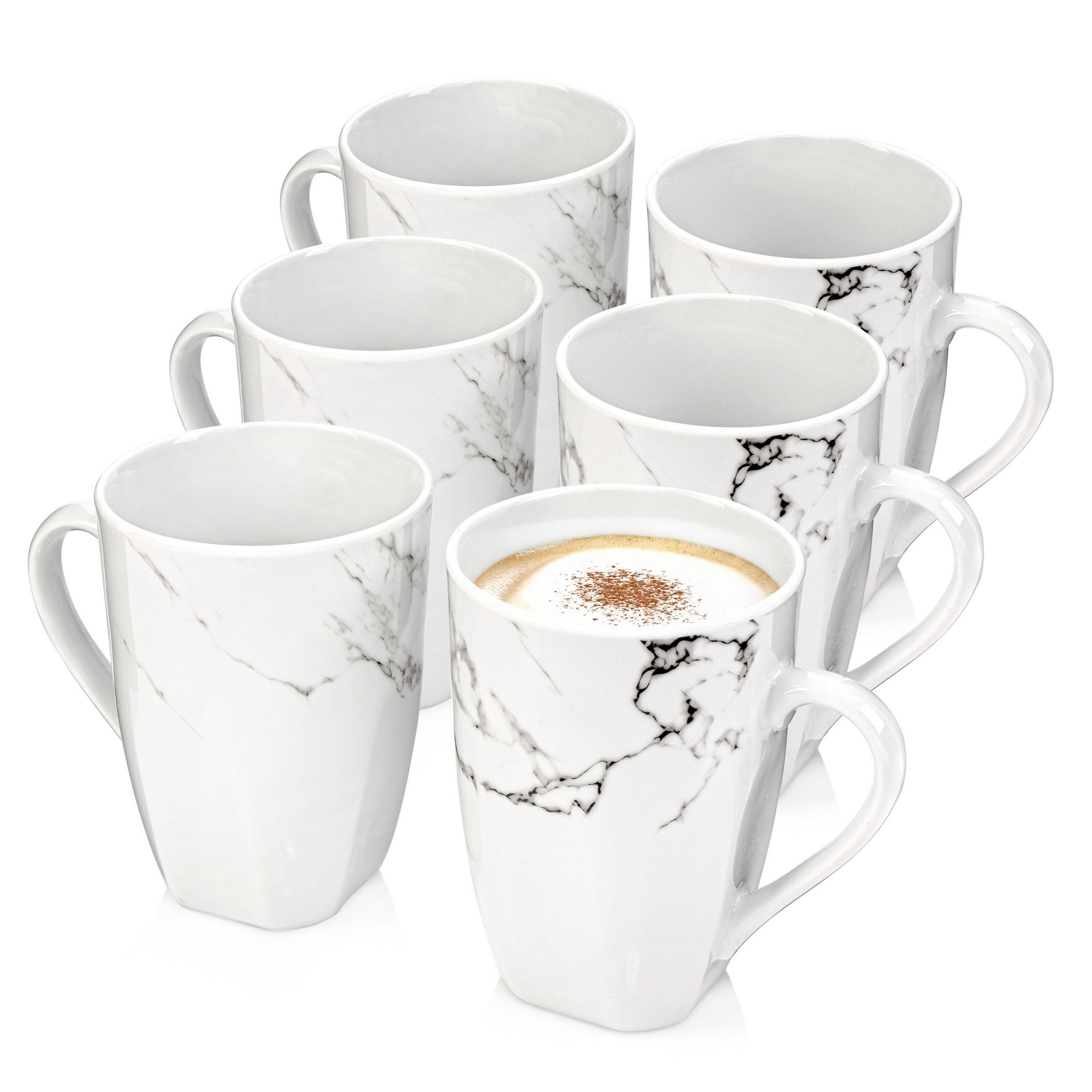 KAFFEEBECHER BILGOLA MARMOR DESIGN - 6 teilig aus Porzellan - Weiß, Keramik (0.35L) - Sänger