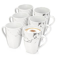 KAFFEEBECHER BILGOLA MARMOR DESIGN - 6 teilig aus Porzellan - Weiß, Keramik (0.35L) - Sänger