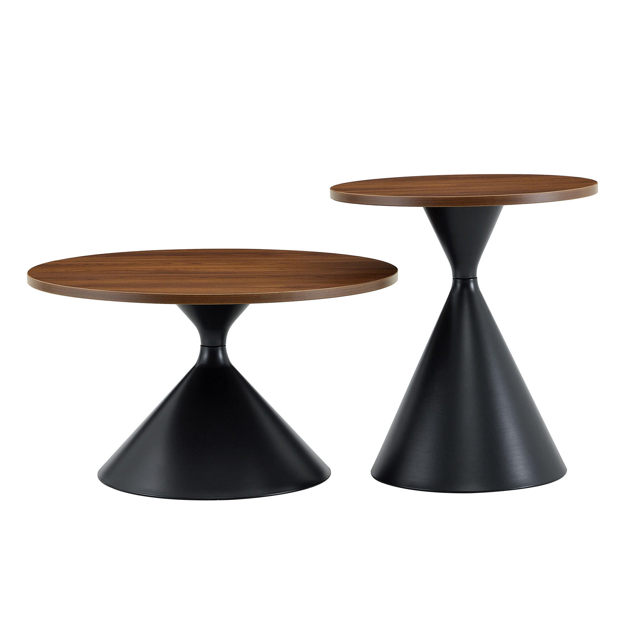COUCHTISCH-SET DE-37434 2er-Set konusförmig mit Nussbaumoptik Nussbaum/Schwarz - Walnussfarben/Schwarz, Metall (50/50/50cm) - ComfortXL