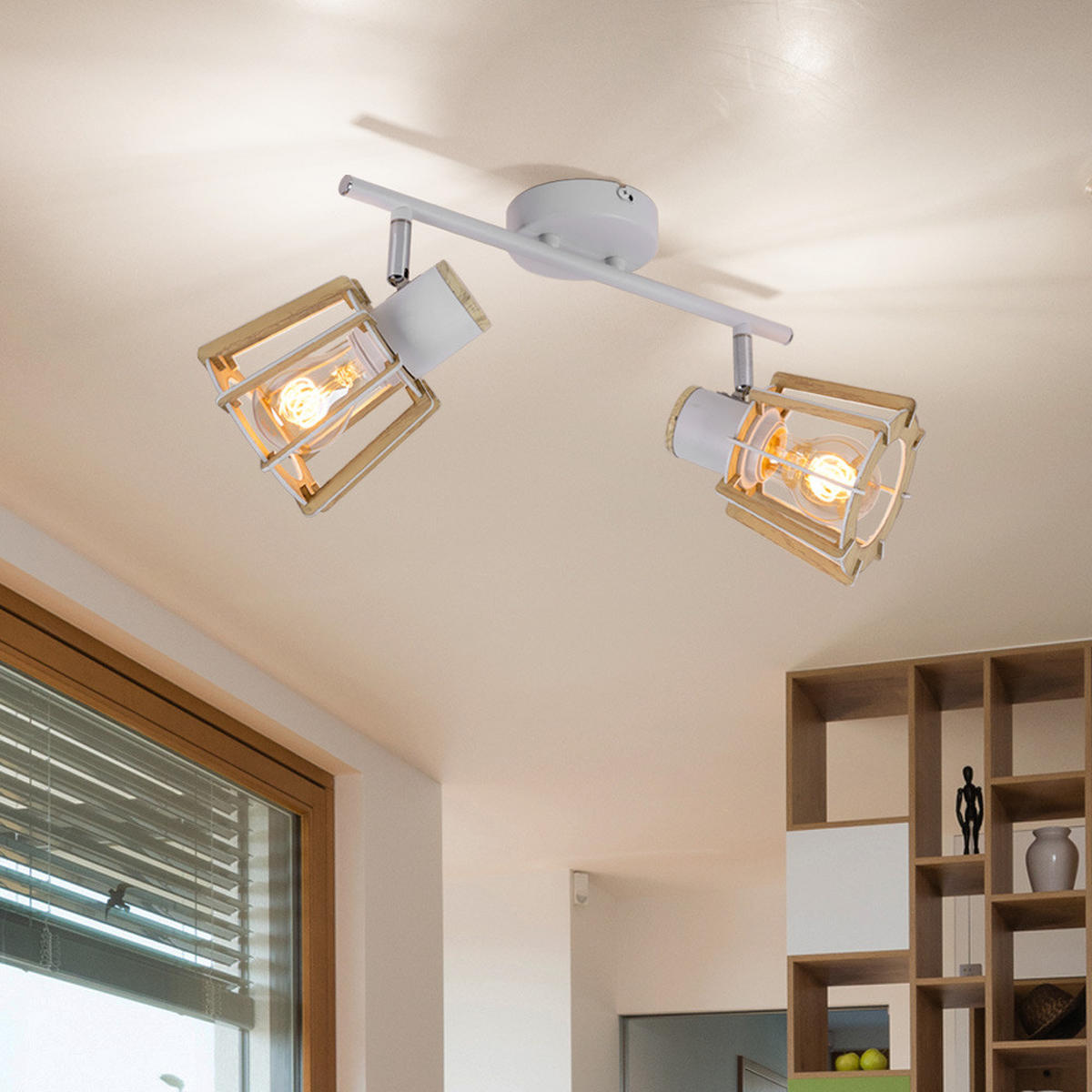 DECKENLEUCHTE Metall Holzoptik Braun - Braun, Holz (36/17/18cm) - Globo Lighting