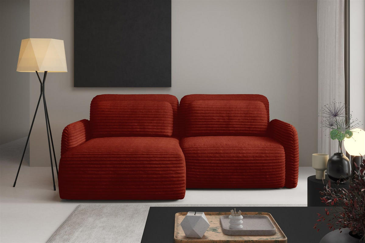 ECKSOFA Simone Mit Schlaffunktion - Rotbraun, Holzwerkstoff/Textil (240/165cm) - Fun Möbel