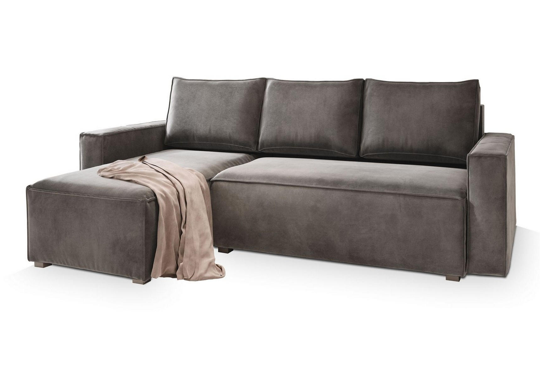 ROHOVÁ SEDAČKA SILES šedá - šedá, dřevo/textil (230/140cm) - MASSENO