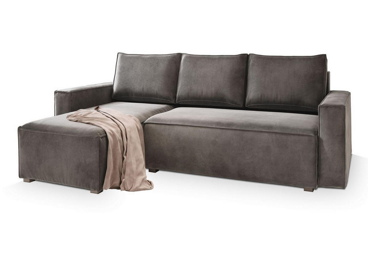 ROHOVÁ SEDAČKA SILES šedá - šedá, dřevo/textil (230/140cm) - MASSENO