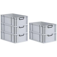 EUROBOX 5x NextGen Color 22x40x60 cm 44 Liter Griffe schwarz zu, Grau - Schwarz/Grau, Kunststoff (40/22/60cm) - PROREGAL