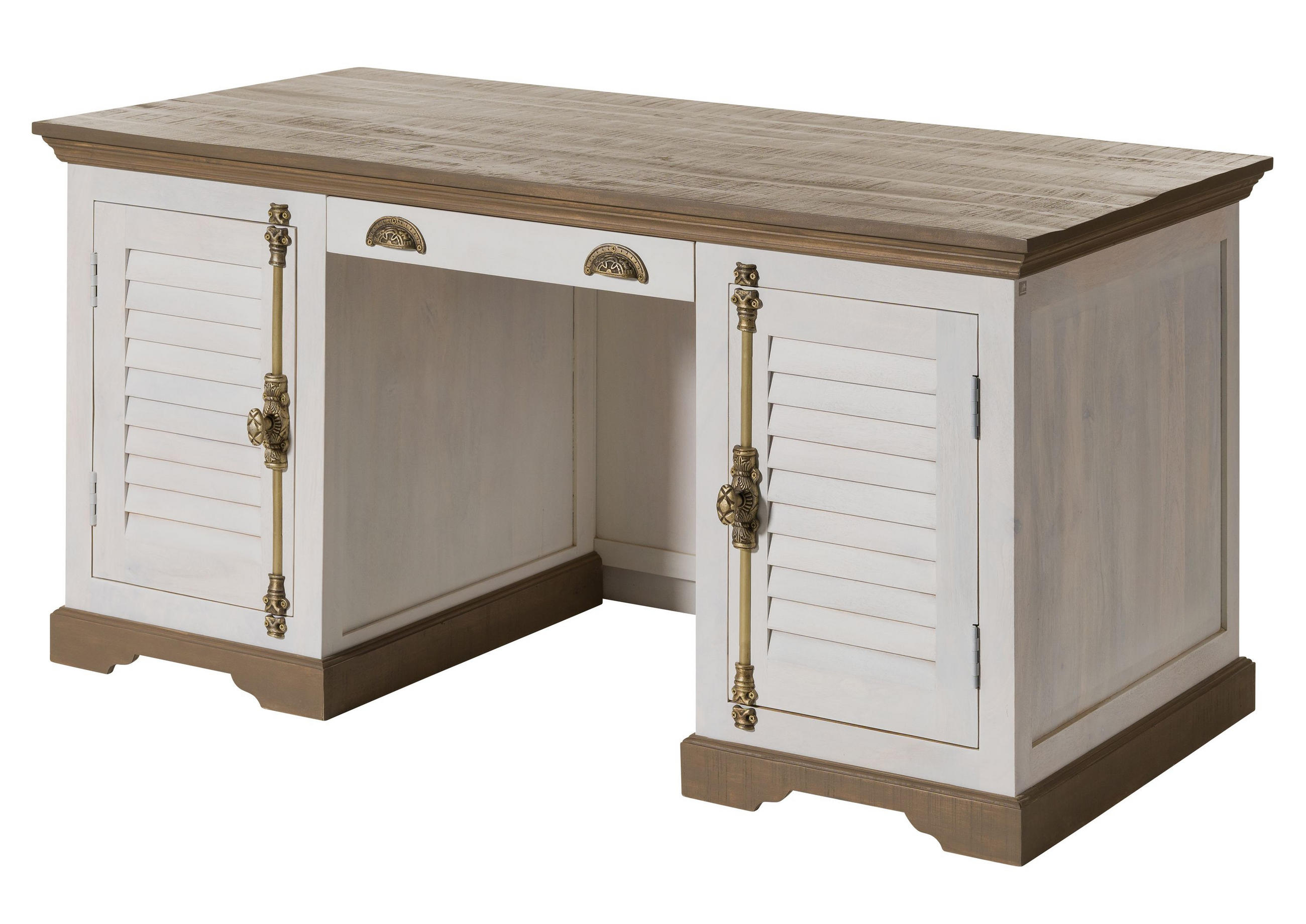 SCHREIBTISCH Mango 160x80x76 weiß lackiert TOULOUSE #120 - Weiß, Holz (80/160/76cm) - Massivmoebel24