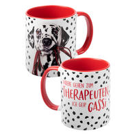 KAFFEEBECHER Dalmatiner Therapeuten Ich geh Gassi Weiß/Rot 320 ml - Rot, Keramik (0.32L) - United Labels