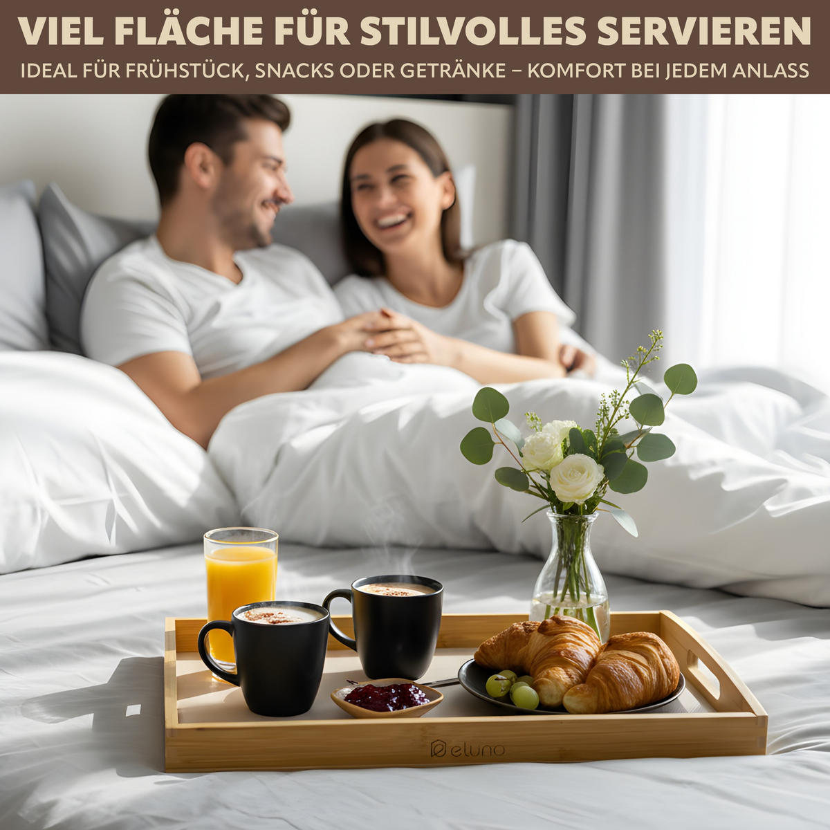 SERVIERTABLETT mit Griffmulden - Braun, Naturmaterialien (50/5/30cm) - eluno