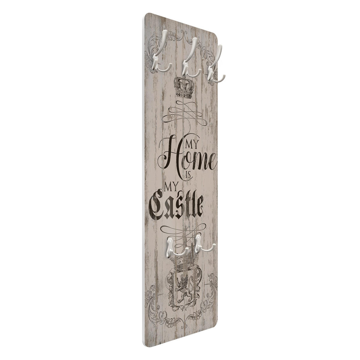 WANDGARDEROBE - My Home is my Castle 34/105 cm - Beige, Holzwerkstoff (34/105/1.6cm) - Bilderwelten