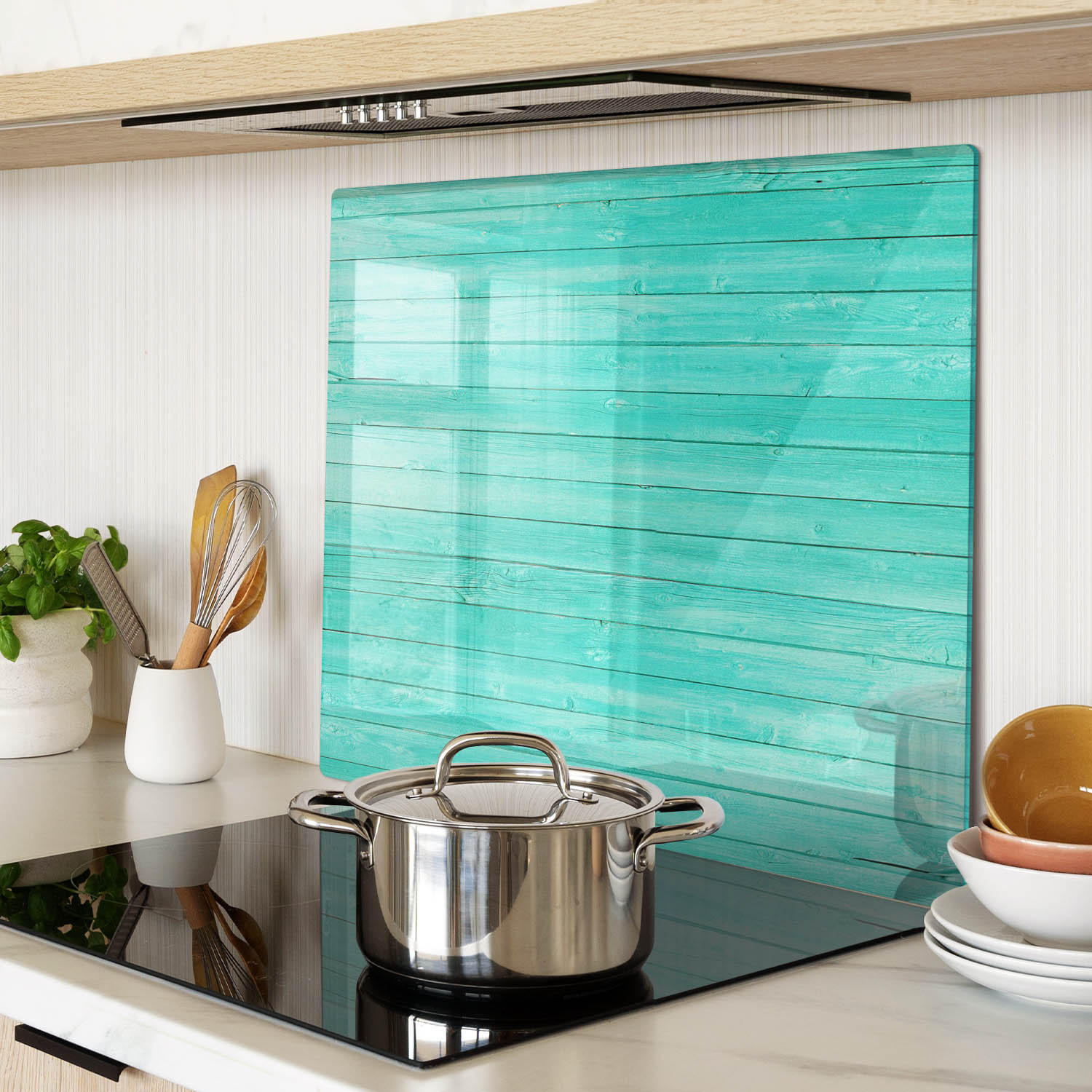 GLASPLATTE 60x52 cm Grüne Bretter - Grün, Glas (60/0.4/52cm) - TULUP