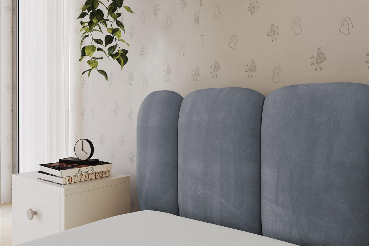 EINZELLBETT Jugendbett mit Bettkasten, Rechts - AVRY 100x200 Grau - Blaugrau, Holzwerkstoff/Textil (100/200cm) - ALTDECOR