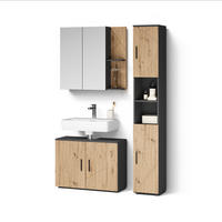BADMÖBEL-SET Ronco, Anthrazit/Artisan-Eiche, 3-teilig - Anthrazit/Eiche Artisan, Holzwerkstoff (80/59/30cm) - Livinity®