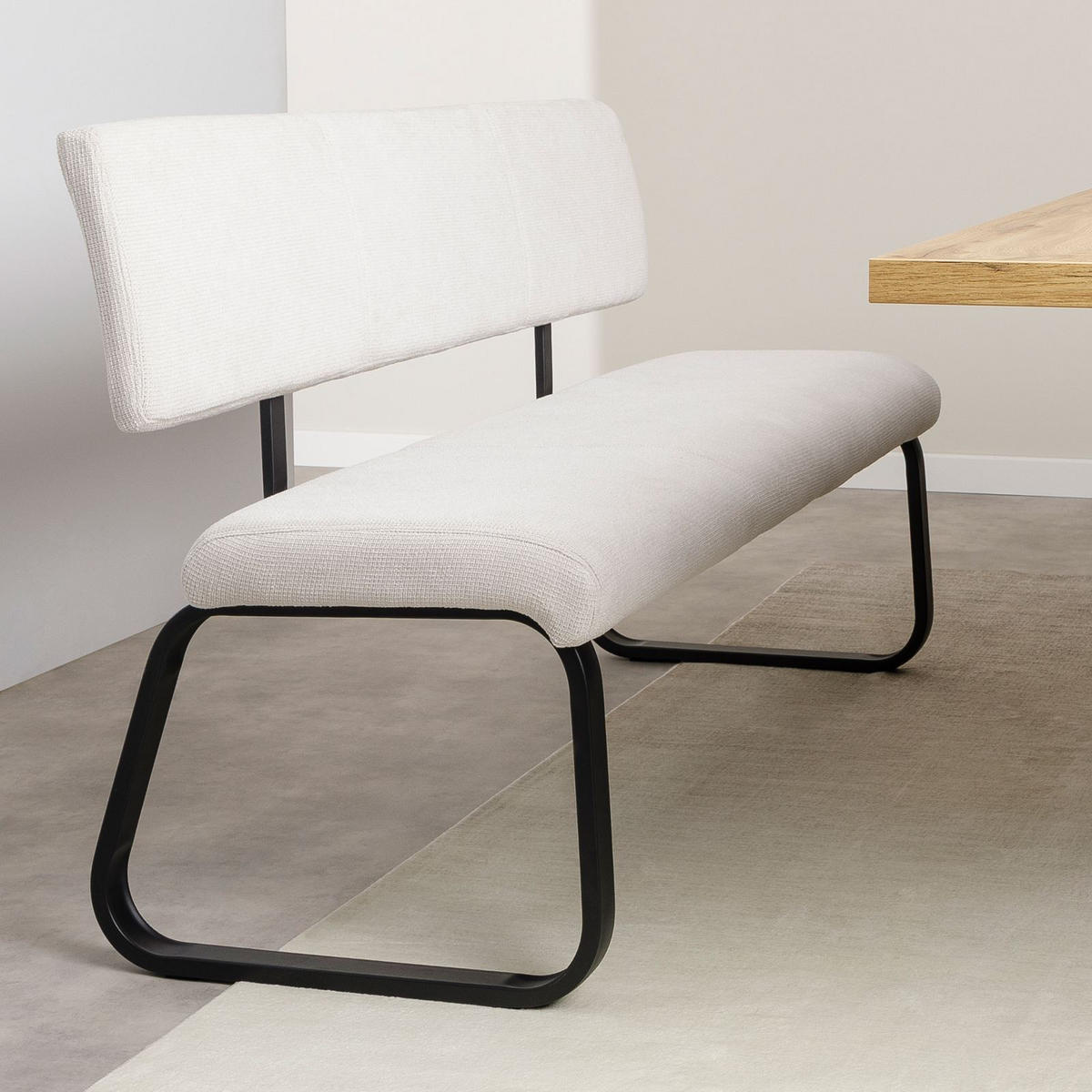ESSZIMMERBANK VILAS - Creme, Textil/Metall (135/87/56cm) - IDIMEX