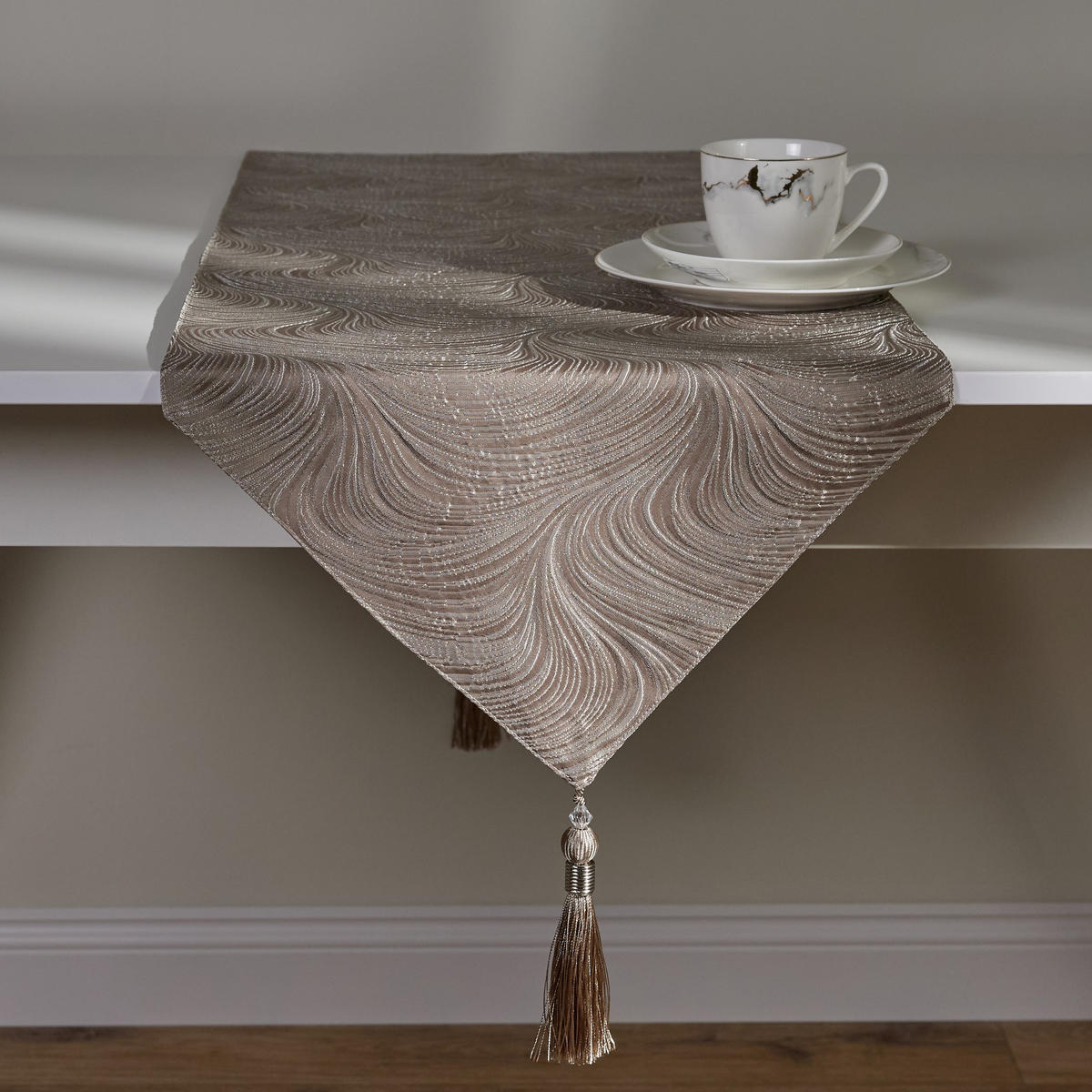 TISCHLÄUFER Floah - Beige, Textil (180/40/1cm) - home&you