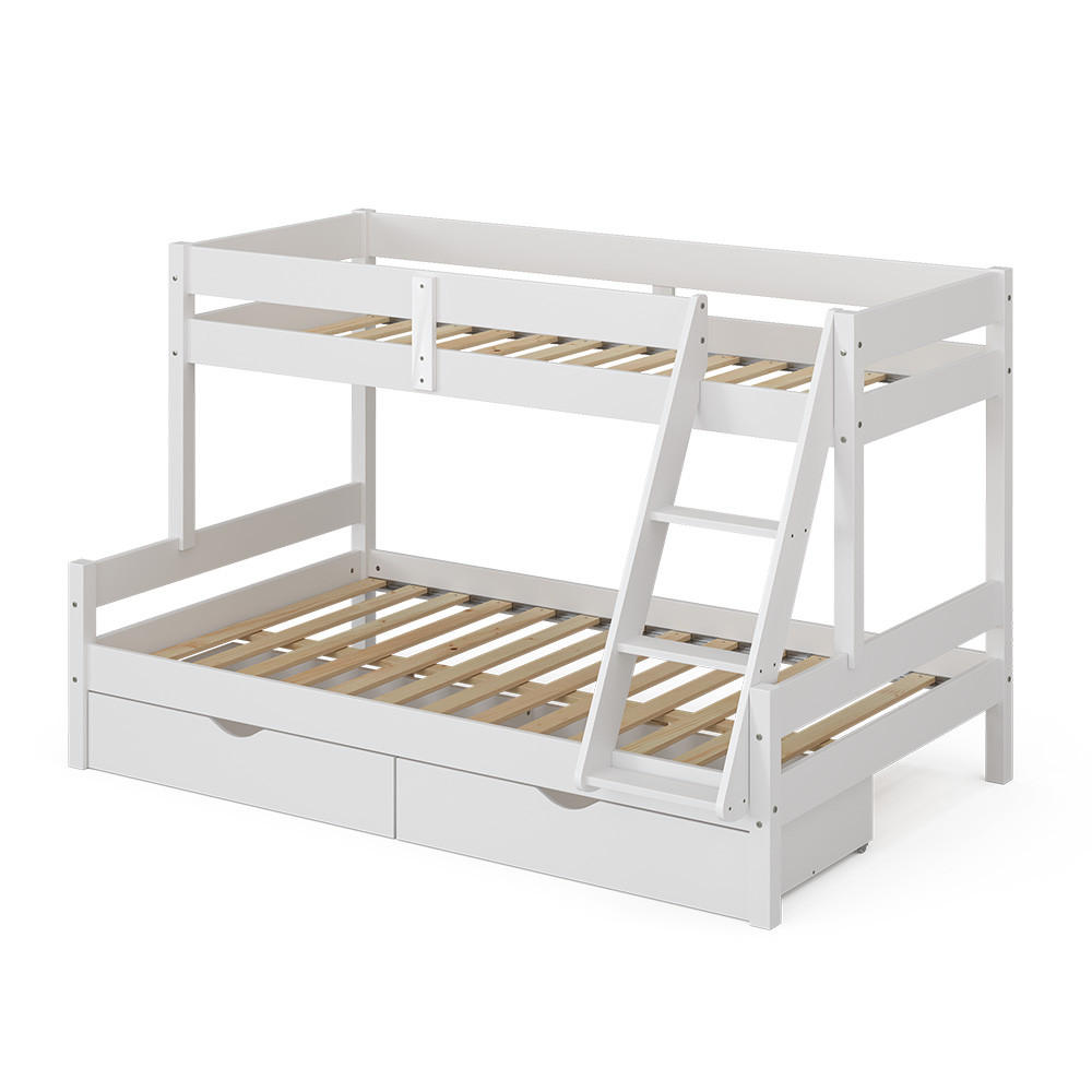 VitaliSpa PATROVÁ POSTEL Everest Bílá 120x200 / 80x200 cm se zásuvkami