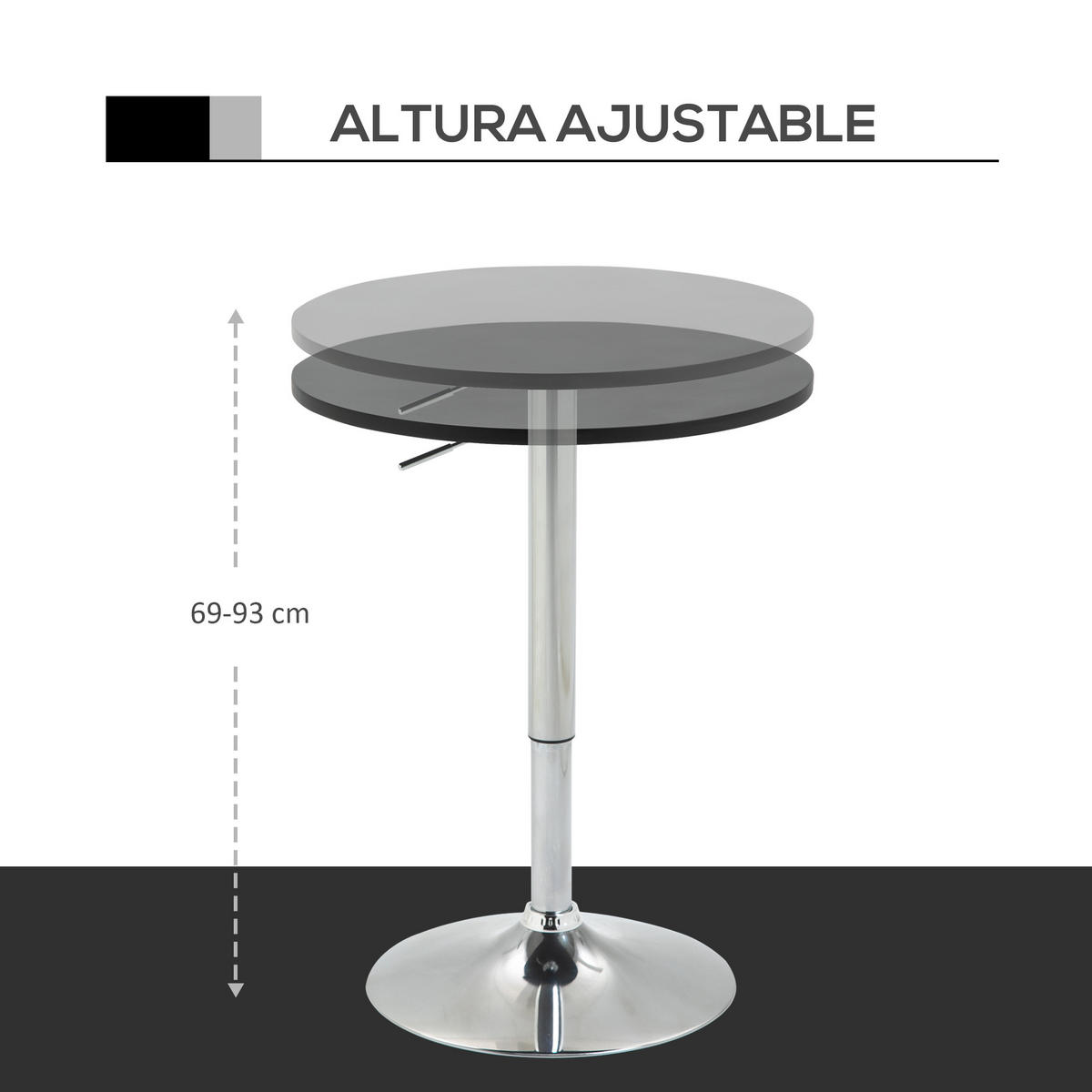 BARTISCH Schwarz 1 Stück - Schwarz, Metall (60/60/93cm) - GiPP