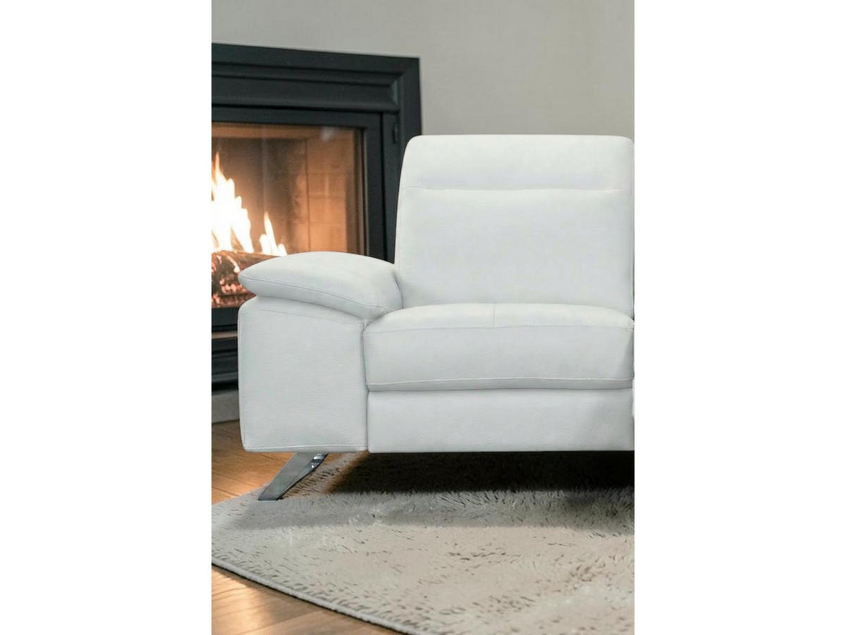 3-SITZER Sofa Genius Echtleder mit 1 x Relaxfunktion Weiß - Weiß, Leder/Metall (220/80/104cm)
