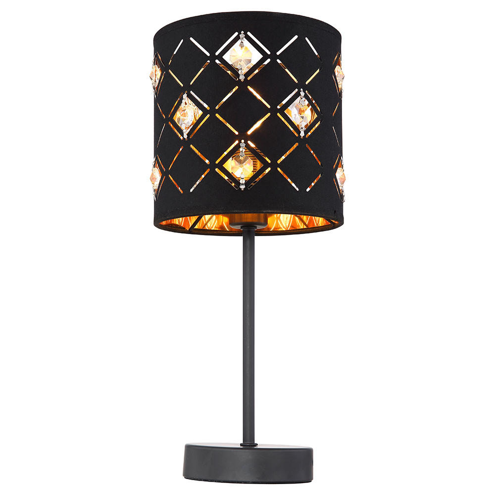 TISCHLEUCHTE Metall Schwarz Gold Kristalloptik - Schwarz, Metall (15/15/35cm) - Globo Lighting
