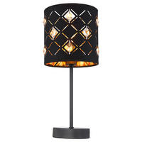 TISCHLEUCHTE Metall Schwarz Gold Kristalloptik - Schwarz, Metall (15/15/35cm) - Globo Lighting