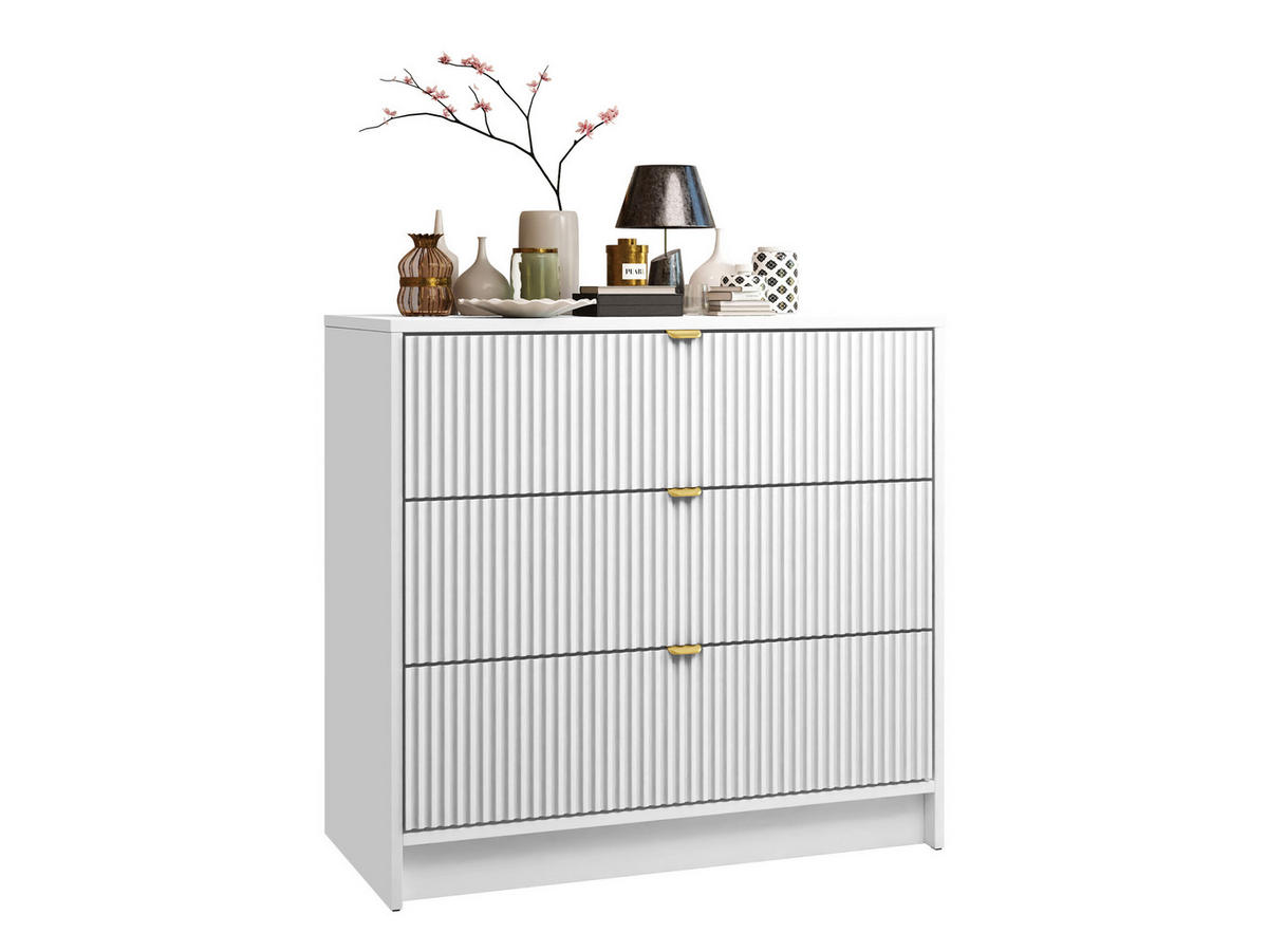 KOMMODE Tireno - Goldfarben/Weiß, Holzwerkstoff/Metall (80/75/40cm) - MIRJAN24