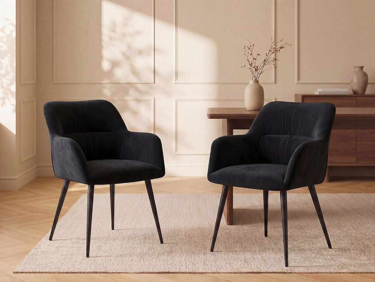 STUHL - 59.5 cm x 61 cm - Stoff - Schwarz - HEKA - Schwarz, Textil (59.5/78/61cm) - Vente-Unique