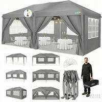 FALTPAVILLON 3x6 m Grau mit 6 Seitenwänden Textil - Grau, Textil (300/320/600cm)