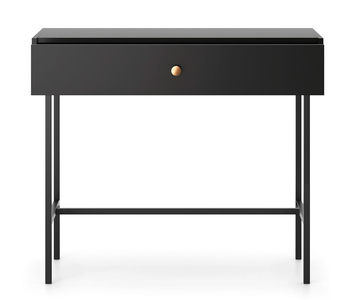 KONSOLENTISCH Dinley 1S Schwarz 93,2/79/39 cm – mit schwarzen Beinen im minimalistischen Design - Schwarz, Holzwerkstoff/Metall (39/93.2/79cm) - AX Living