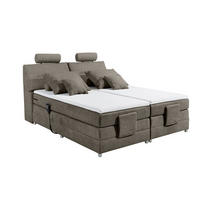 BOXSPRINGBETT inkl. Elektrofunktion, 7-Zonen-Tonnentaschen-Federkernmatratze und Komfort T25 Schaumtopper - Silberfarben/Grau, Holz/Holzwerkstoff (180/200cm) - ed exciting design