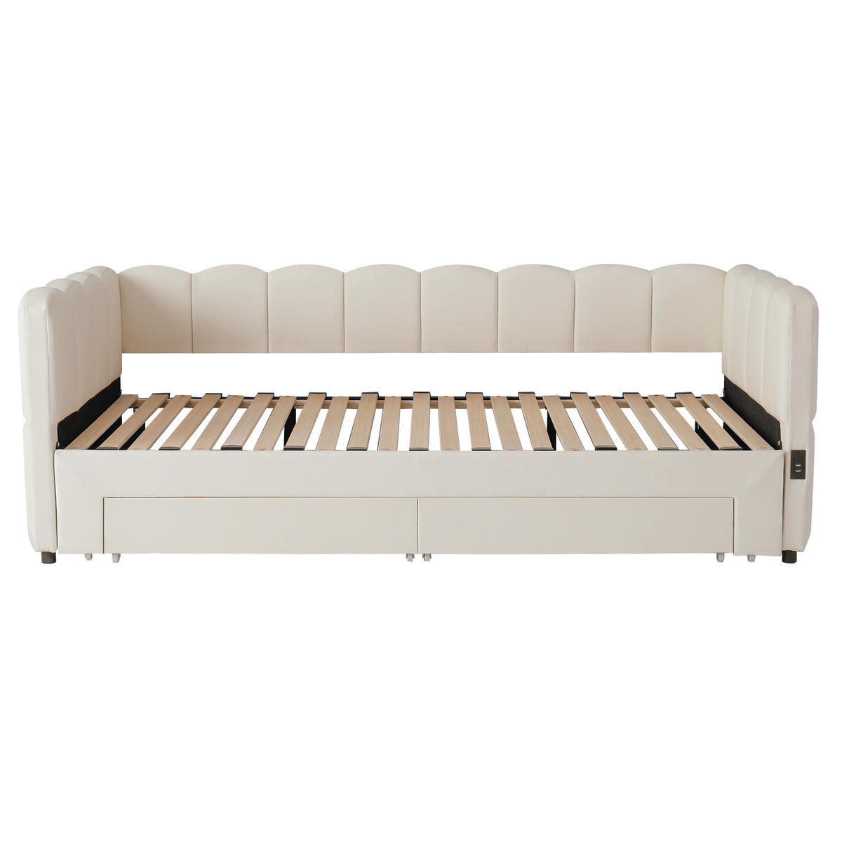 AUSZIEHBETT 90/180/190 cm DE-03059, mit 2 Schubladen, in Beige - Beige, Metall (90/190cm) - ComfortXL