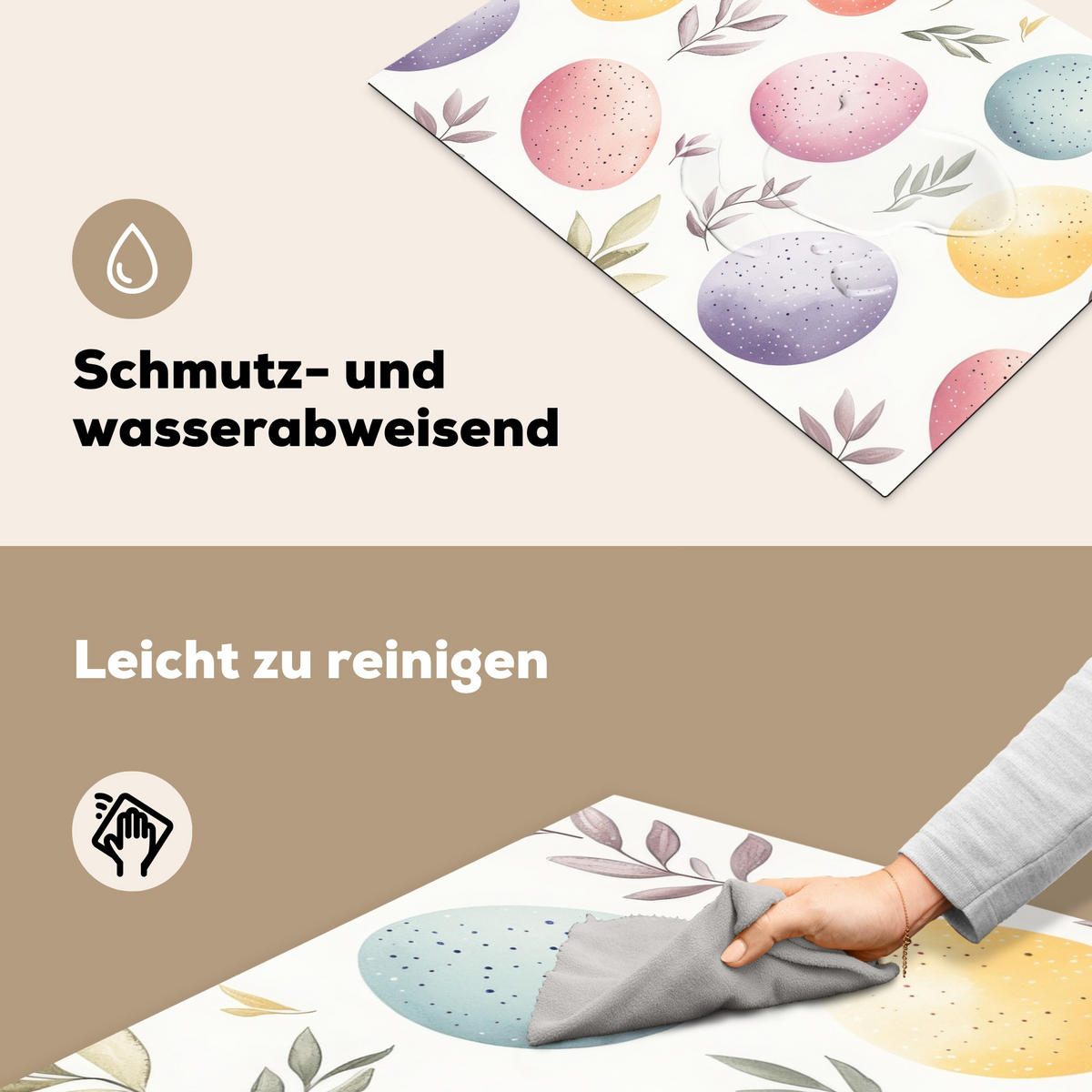 HERDABDECKPLATTE Eier - Bunt - Muster Herdabdeckung Induktionsfeld 70x52 cm - Weiß, Kunststoff (70/52/0.2cm) - MuchoWow