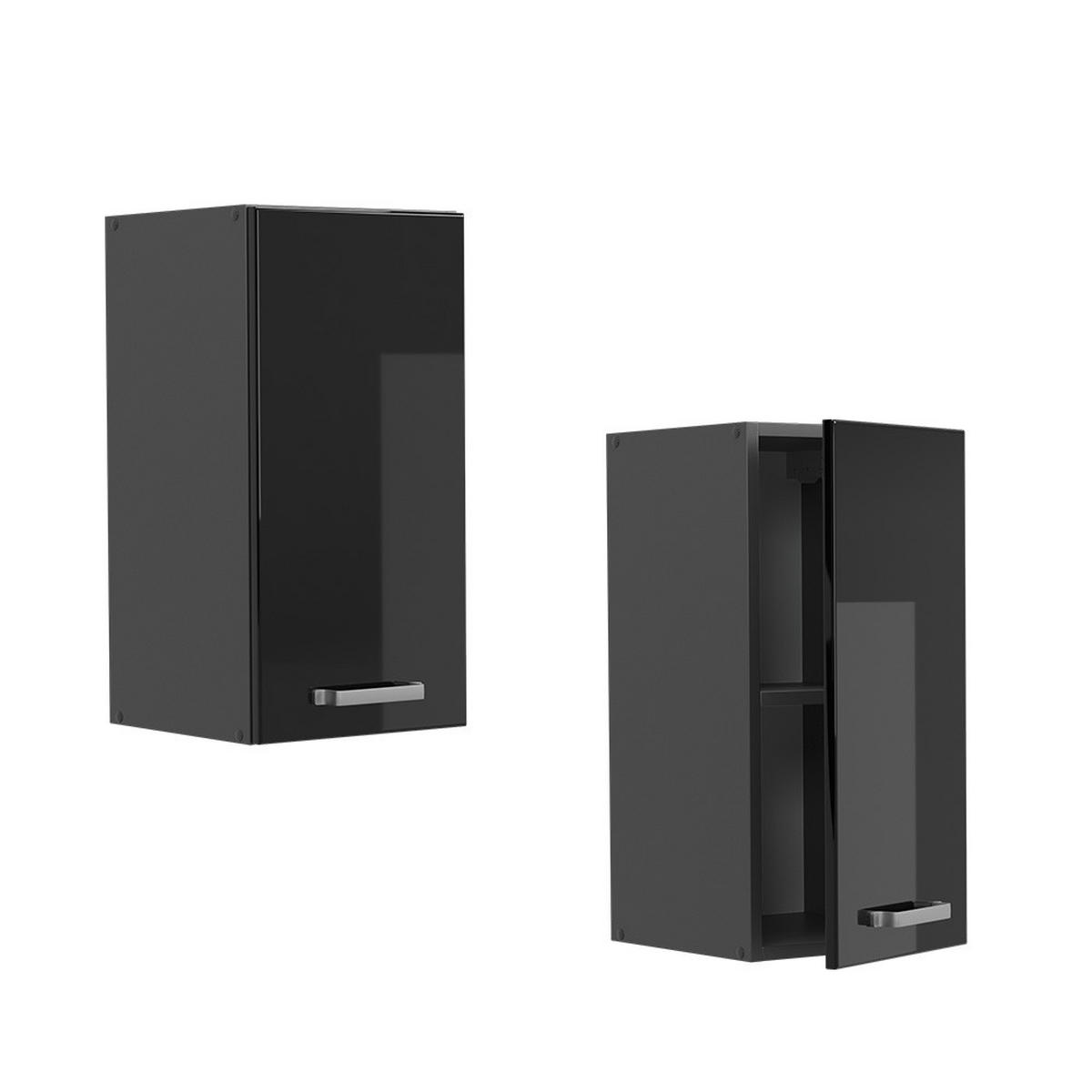 HÄNGESCHRANK R-Line Schwarz Hochglanz 30 cm - Schwarz Hochglanz/Anthrazit, Holzwerkstoff (30/60/31cm) - Vicco