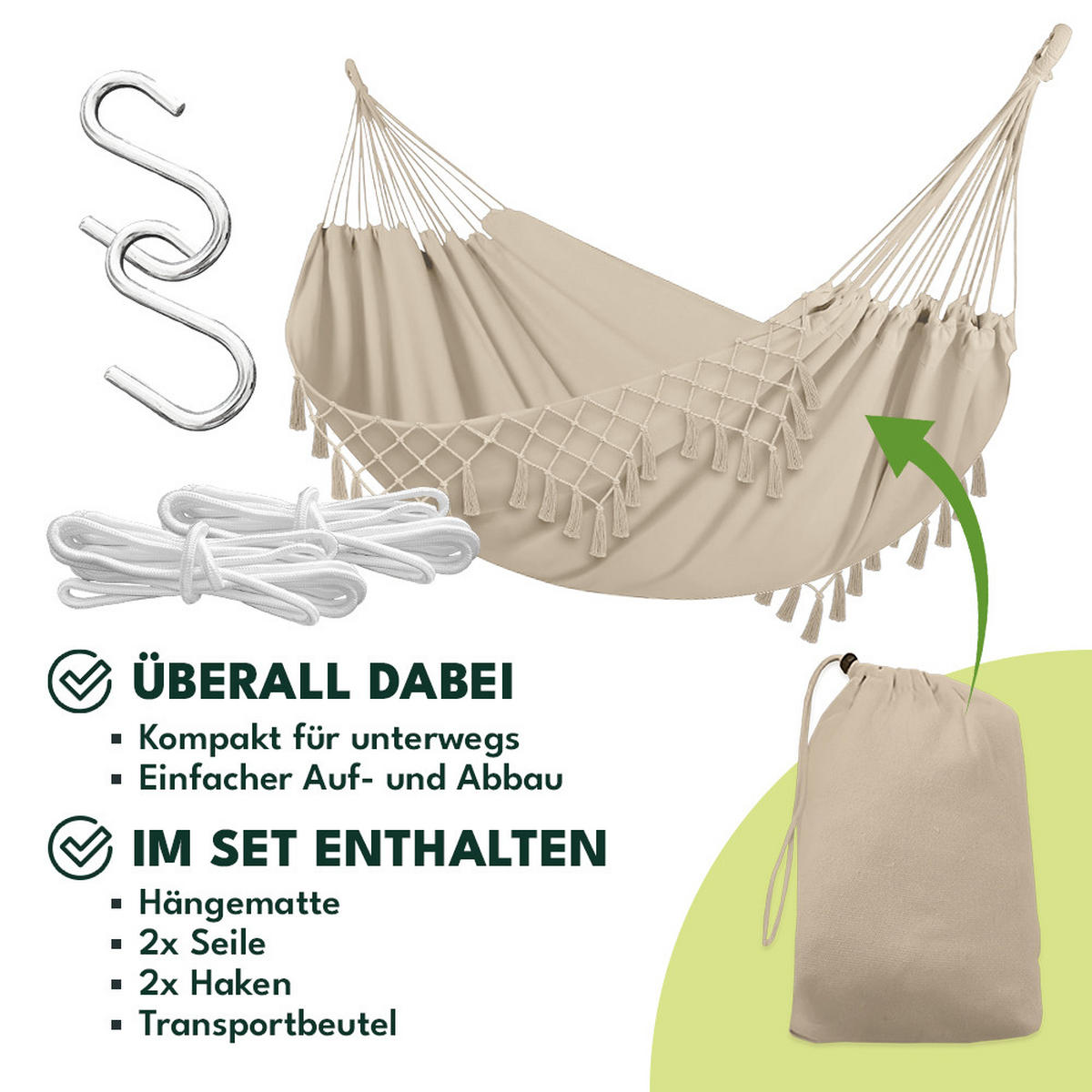 HÄNGEMATTE Beige - Beige, Textil (150/40/270cm) - KRUMAD